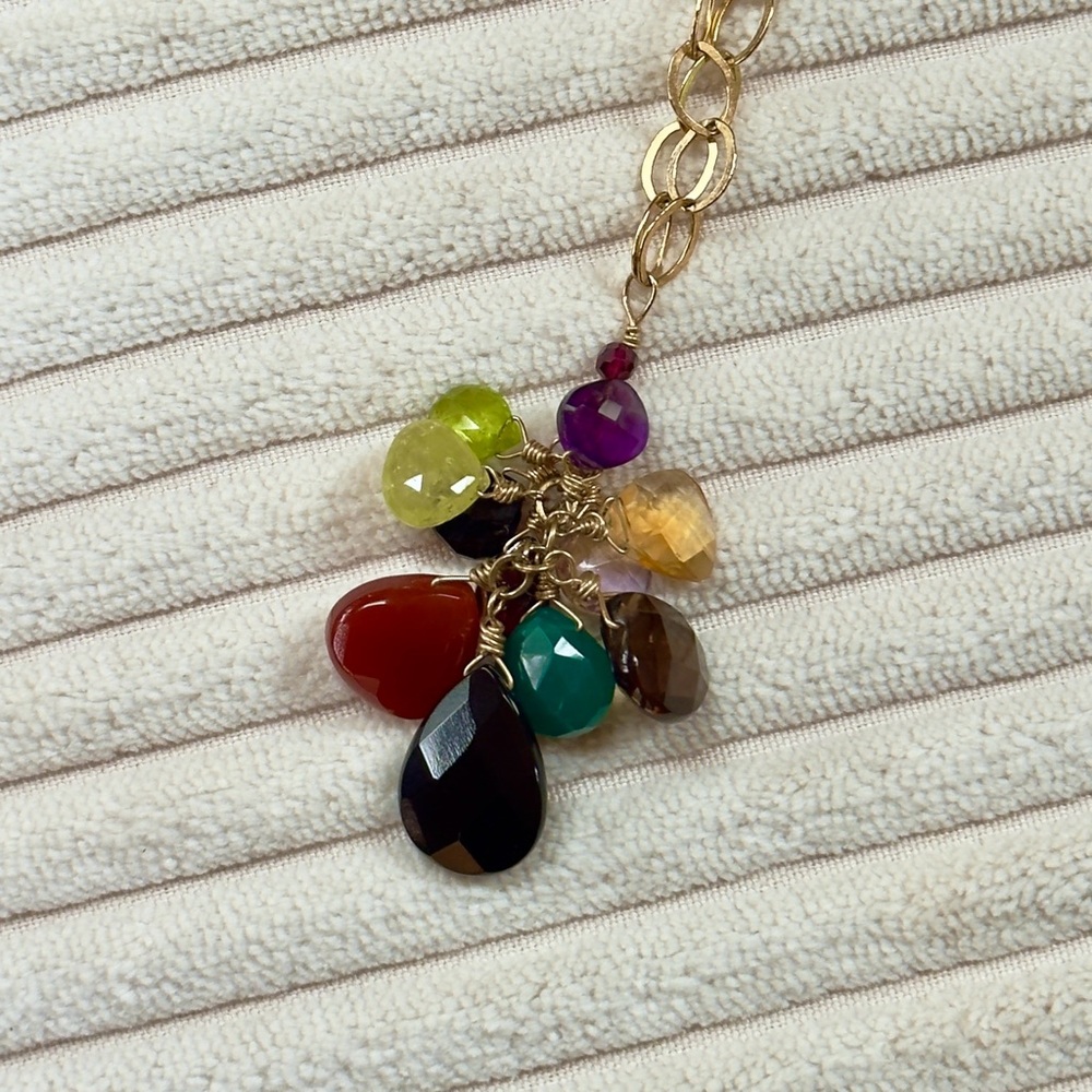 Anthropologie Gemstone Cluster Necklace - 20”L - Picture 2 of 3